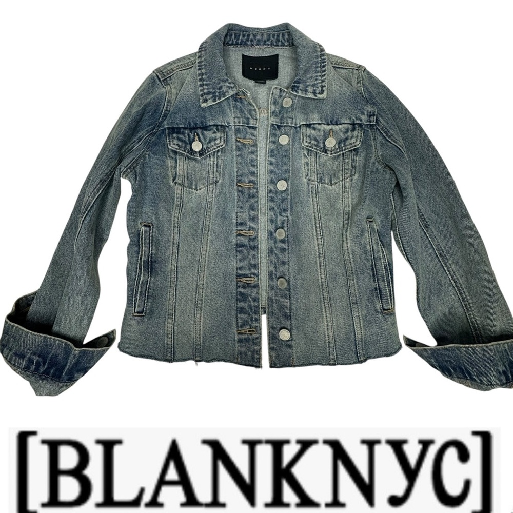 Blank NYC Denim Jacket with Frayed Hem s